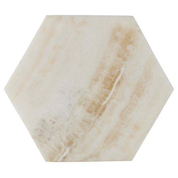 Arco Onyx Hexagon Box – Modern Decorative Accessory with Unique Natural Stone Variations, Ivory Finish