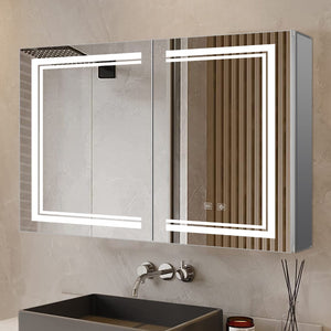 English Elm Mesa Aluminum Led Medicine Cabinet with Defogger Copper Free Mirror Bathroom Storage B2731P478364