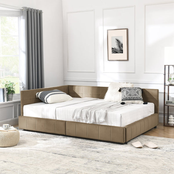 English Elm Full Size Upholstered Tufted Bed Frame - Stylish Sofa Bed With Storage, Brown Velvet Elegance W487S00307