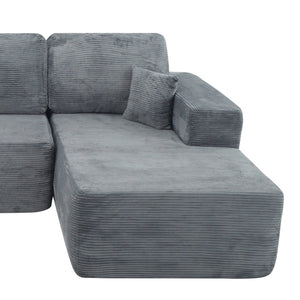English Elm Cloud Oversized Corduroy Chaise Sectional with Deep Seat for Cozy Living Spaces W3975P391636