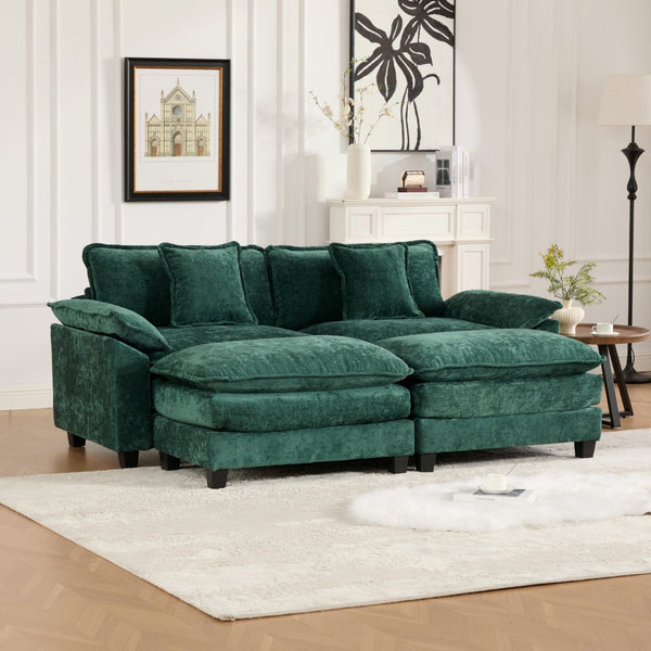 English Elm Wider Armrest Loveseat - Modern Green Chenille Couch With Cloud-Like Comfort For Any Space W1143S00038-GIGA