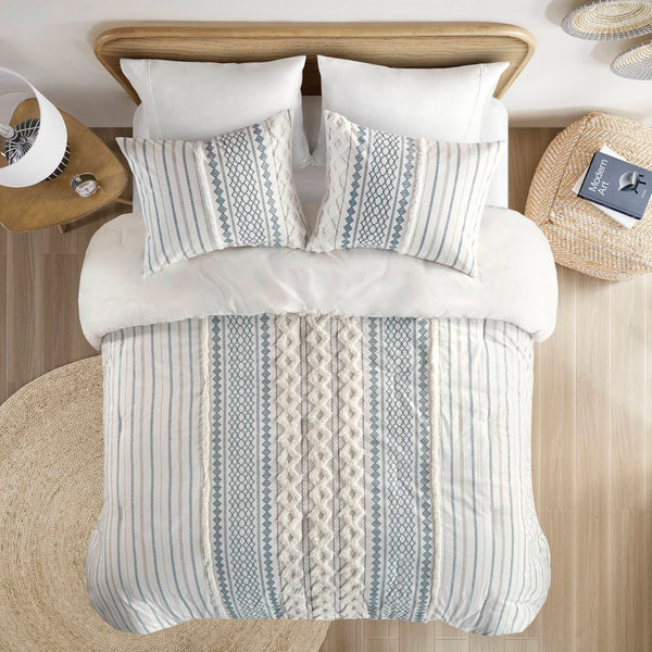 English Elm Cotton INK+IVY Imani Chenille Tufted Comforter Set King/Cal King – Geometric Print, OEKO-TEX Safe B035128800