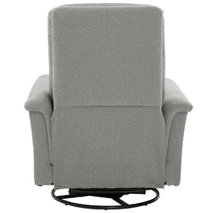 English Elm Manual Recliner Swivel Rocker Boucle Chair with 8-point Massage for Nursery or Living Room Grey N763P363763E