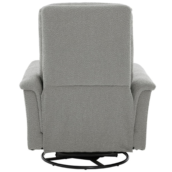 English Elm Manual Recliner Swivel Rocker Boucle Chair with 8-point Massage for Nursery or Living Room Grey N763P363763E