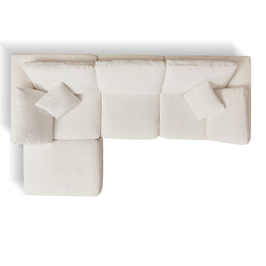 English Elm 110" Cloud Sectional Sofa Modular L-Shape with Ottoman, Chenille Fabric, Deep Seats, 7 Pillows Included White W1359S00017