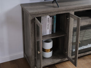 English Elm Ellington Walnut Entertainment Console with Electric Fireplace Led Lighting Open Shelving B061P352459