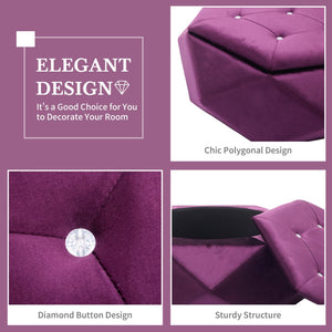 English Elm Christopher Knight Home® - Elegant Velvet Polygon Diamond Tufted Storage Ottoman with Spacious Interior, Durable Multi-Use Seating and Footrest Purple 34.64 L x 29.75 W x 15 H N761P277690A