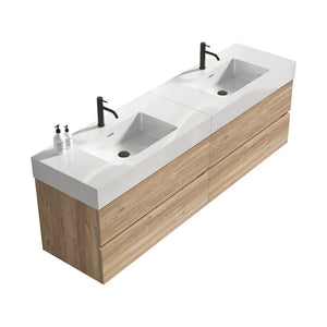 English Elm Galan 72 Inch Double Sink Vanity Fluted Wood Quartz Top Freestanding Bathroom Cabinet W1865S00184