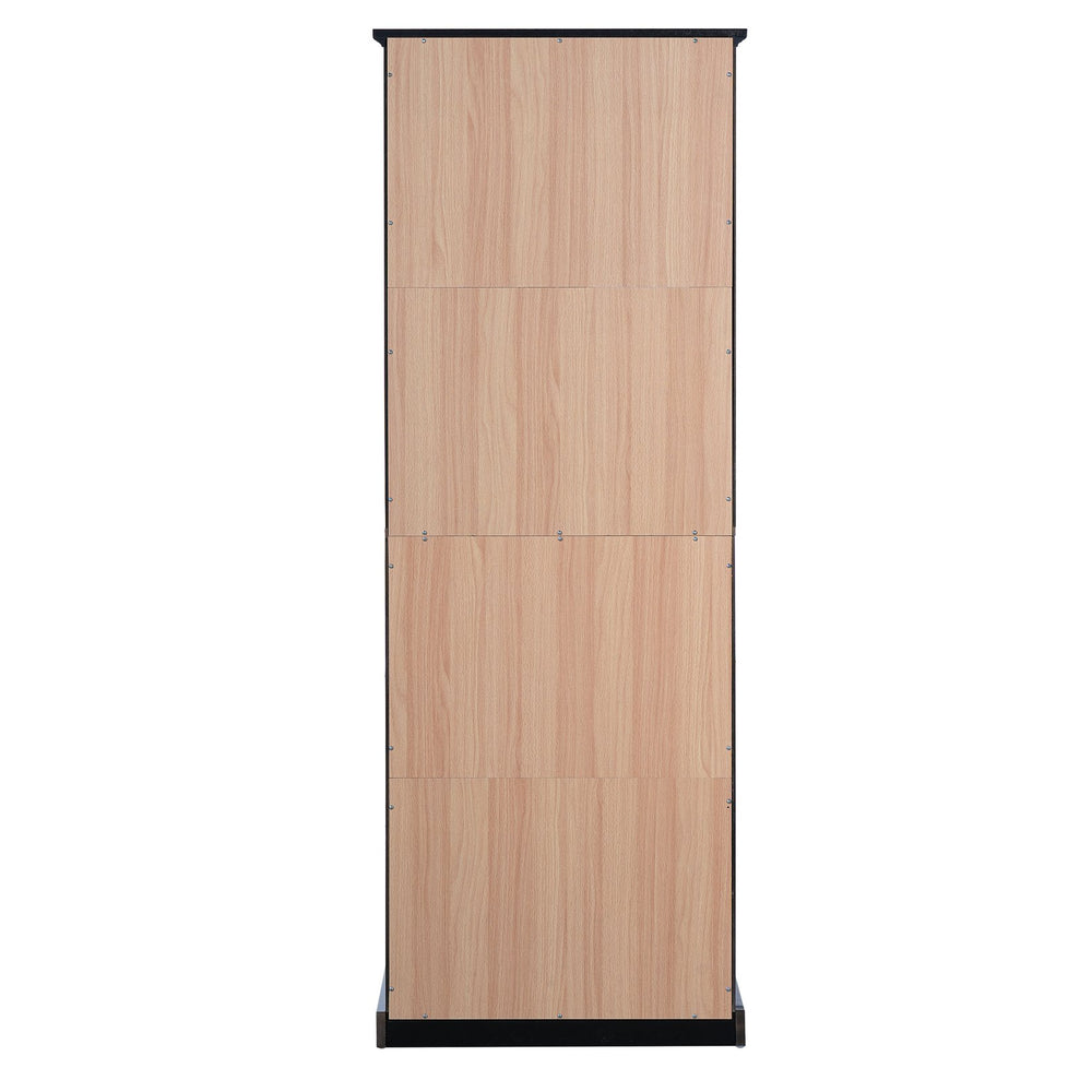 English Elm 67.2" Tall Bathroom Storage Cabinet with Tempered Glass Doors, Adjustable Shelves, Soft-Close Hinges and Anti-Tip Safety Black N729P310006B