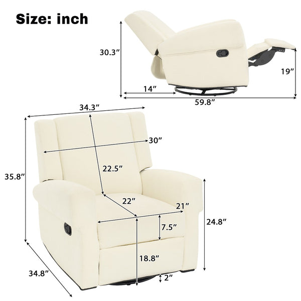 English Elm Manual Swivel Rocker Recliner Chair Plush Chenille Upholstery Nursery Living Room N763P363524K