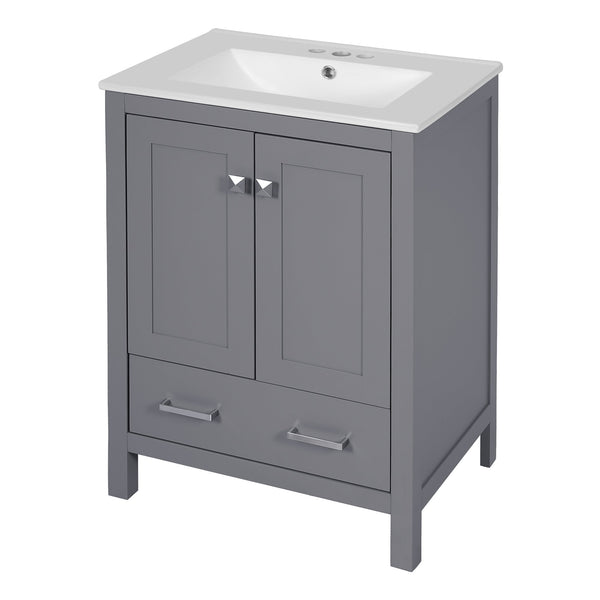 English Elm 48-Inch Modern Bathroom Vanity with Dual Ceramic Sinks, Ample Soft-Close Storage and Stylish Design Grey N729P000009E