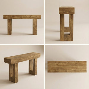 English Elm 63'' Farmhouse Console Table Rustic Wood Grain Sofa for Entryway or Hallway W3204P401255