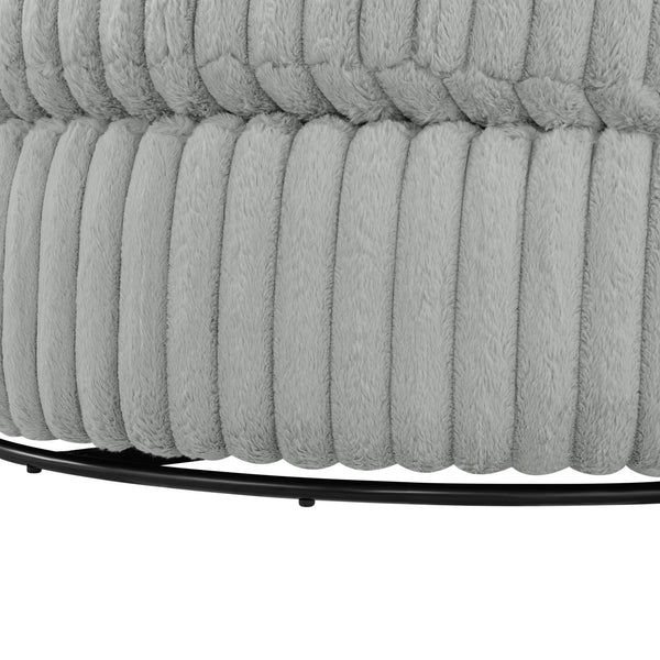 English Elm Mindy Ultra Plush Oversized Swivel Barrel Chair in Grey — Wide-Wale Cord Fabric, Fully Assembled Comfort B050P390589