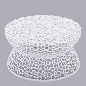 English Elm T3704-35 Cast Aluminum Round Coffee Table with Coral Lattice Cutouts for Modern Living B009P417516