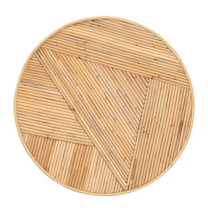 English Elm Modern Rattan Woven Mahogany Two-tier Round End Table for Bohemian Living Spaces B2750P420401