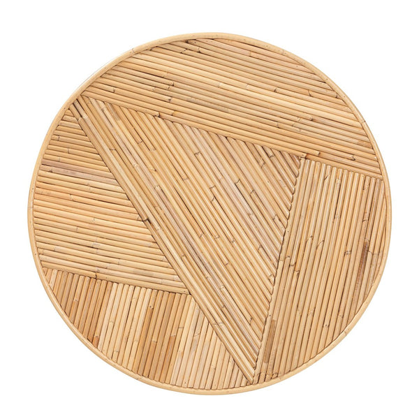 English Elm Modern Rattan Woven Mahogany Two-tier Round End Table for Bohemian Living Spaces B2750P420401