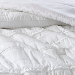 English Elm 5 Piece Microfiber Ruffled Comforter Set Celeste Queen – Shabby Chic Quilted Ruffle Bedding Ensemble White 23.62 L x 19.69 W x 12.6 H B03596866