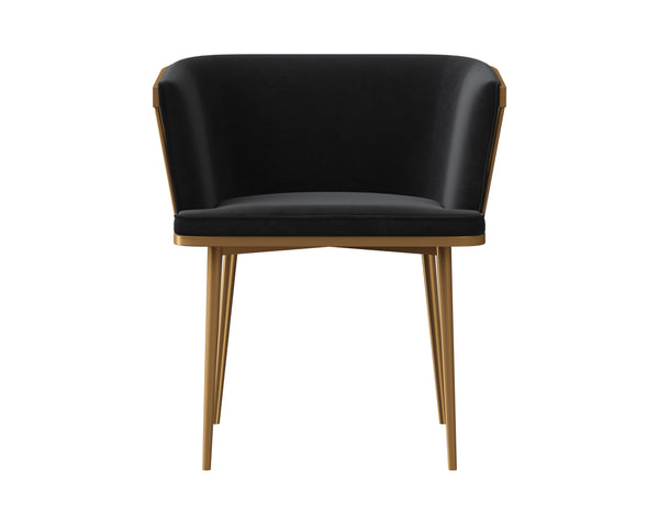 Sunpan Caily Dining Armchair - Modern Elegance with Gold Stainless Steel Frame for Stylish Dining Spaces Abbington Black