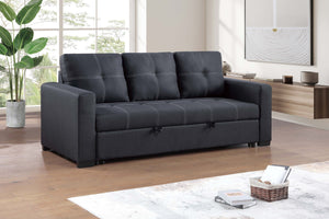 English Elm Sectional Convertible Sleeper Sofa Black Tufted Polyfiber Pull-Out Bed Firm Support Stylish 87" B011P398872