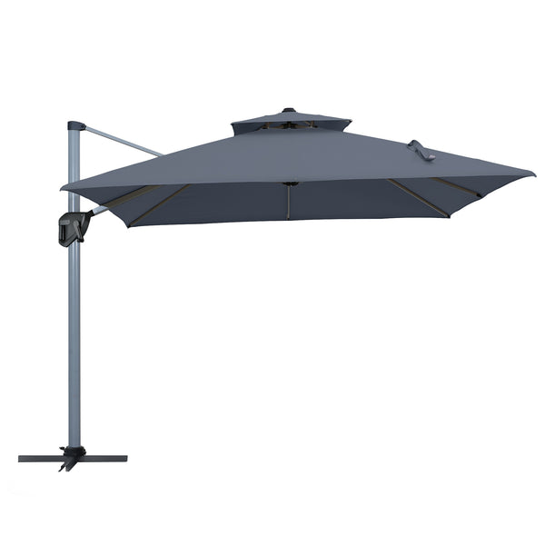 English Elm 11FT Patio Umbrella with Double Venting Top, UPF50+ 11x11ft Shade, Aluminum Frame, Tilt & Rotate Gray 106.3 L x 16.14 W x 6.3 H T3609P347438