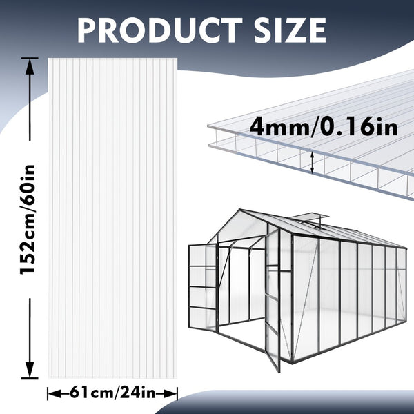 English Elm 5' 5 Ft Twin Wall Polycarbonate Greenhouse Panels 12 Pack Uv Blocking Insulated Sheets W3213P460541