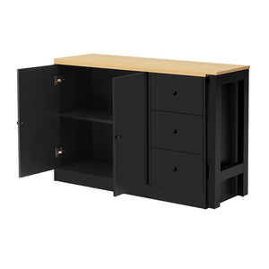 English Elm U_style Extendable Wooden Sideboard with 3 Drawers and 2 Doors for Entryway Living Room N711P334768O