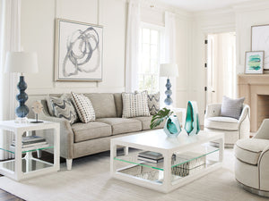 Lexington Glenwood Cocktail Table - Modern Transitional Style With Glass And Mirrored Shelves For Luxury Living Alabaster  415-943