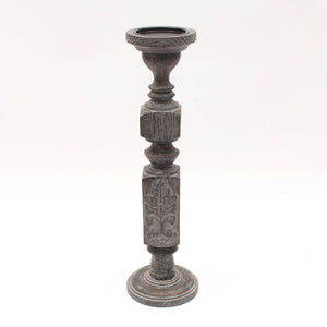 English Elm Decorative Wooden Centerpiece Candle Holder - Elegant Gray Candle Stand For Weddings & Home Décor B346P336903