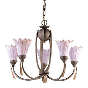 Villa D'Eleganza 24'' Wide 5-Light Chandelier - Olde World with Floral-Look Shades 7986/5 Elk Lighting