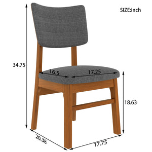 English Elm Upholstered Dining Chairs Set of 4 Ergonomic Mid-Century Modern Fabric Seats with Rubberwood Frame & Non-Slip Feet Brown,Gray N752P346006E