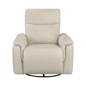 English Elm Luxury Premium Leather Recliner with 360° Swivel, Gentle Glide, High-Density Foam & Pocket Coils taupe 36 L x 30.5 W x 26 H B011P395827