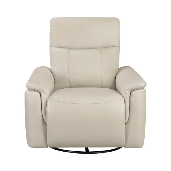 English Elm Luxury Premium Leather Recliner with 360° Swivel, Gentle Glide, High-Density Foam & Pocket Coils taupe 36 L x 30.5 W x 26 H B011P395827
