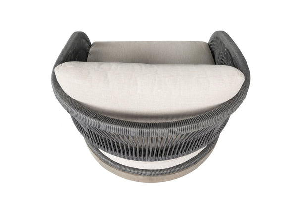 English Elm Orbit Outdoor Swivel Patio Chair Eucalyptus Wood Rope Weave Resort Lounge Seat B2736P464826