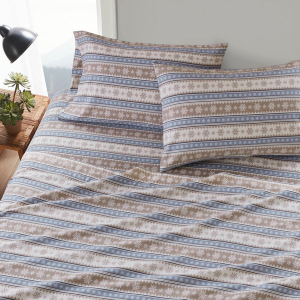 English Elm 3 Pcs Twin Sheet Set - Cozy Blue Snowflake Design, 100% Cotton Flannel For Warmth & Comfort B035P319779