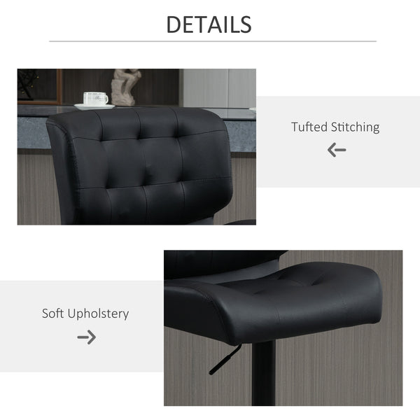 English Elm Homcom Set Of 2 Adjustable Bar Stools With Thick Cushions And Metal Footrest For Home Bars, Black W2225P217131
