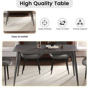 English Elm 55.12" Modern Artificial Stone Dining Table With Metal Legs - Seats 6, Stylish Minimalist Design! W1535S00501