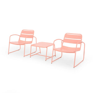 English Elm Christopher Knight Home® - CONRAD Modern Outdoor Chat Set with Powder-Coated Iron Frame, Open Slat Seats for Breezy Comfort Coral N775P250736C