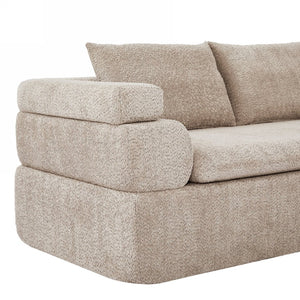 English Elm 106" L-shaped Sectional Sofa Modular Chaise Lounge Neutral Fabric Living Room Almond N771P396321V_N771P396322V