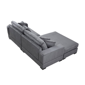 English Elm Mid Century Modern 3 Seater Sectional Sofa with Reversible Chaise and Accent Pillows Grey W876S00347