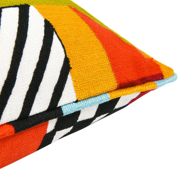 English Elm Jennifer Taylor Home - La Broderie Embroidered 20" Square Throw Pillow with Feather Down Insert, Colorpop Multicolor Luxe Texture B2719P238139