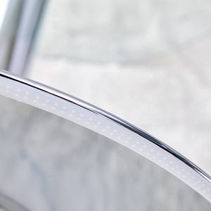 English Elm A glass tabletop 35" Round Dining Table with Electroplated Silver Legs, Minimalist Chic for 4-6 Guests W1151P155921