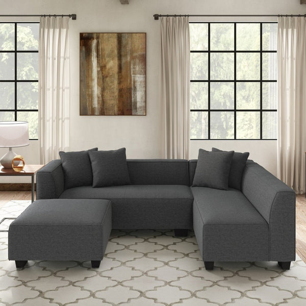 English Elm Marston Corduroy L-shape Sectional Sofa Deep Seating Six Seat Modern Living Room B127S00002