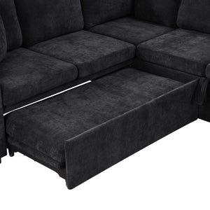 English Elm Sectional L-Shaped Sofa Bed With Storage & Guest Sleeper - Modern Chenille Upholstered Comfort N719S002070B-GIGA