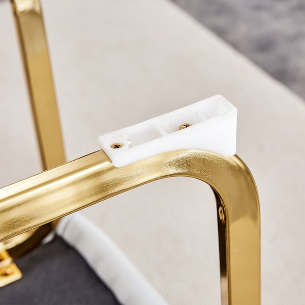 English Elm Table Elegant Transparent Glass Dining Set - 71"X35.4" With 8 Stylish Black Pu Chairs & Gold Legs W1151S02362-GIGA