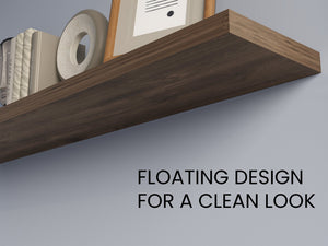 English Elm Greer Floating Shelf Melamine Set of 2 — Slim 47.3" Wall-Mount Shelves for Modern Minimalist Rooms Dark Brown 47.2 L x 10.2 W x 3.5 H B128P375280
