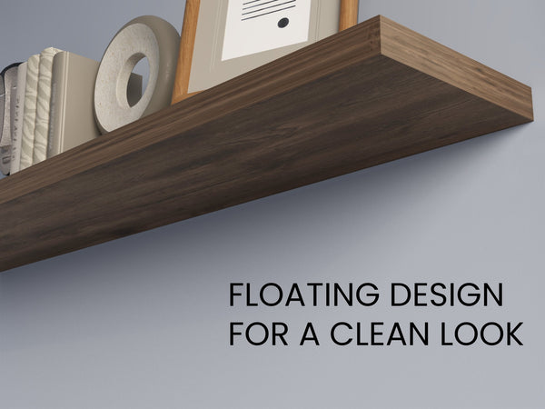 English Elm Greer Floating Shelf Melamine Set of 2 — Slim 47.3" Wall-Mount Shelves for Modern Minimalist Rooms Dark Brown 47.2 L x 10.2 W x 3.5 H B128P375280