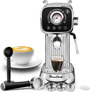 English Elm 20 Bar Espresso Machine Stainless Steel Compact Vintage Style with Steam Wand W1002P292362