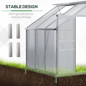 English Elm 6.3' Lean-to Aluminum Greenhouse with Uv Polycarbonate Panels and Adjustable Ventilation T3971S00043