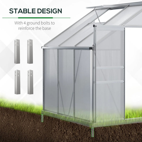 English Elm 6.3' Lean-to Aluminum Greenhouse with Uv Polycarbonate Panels and Adjustable Ventilation T3971S00043