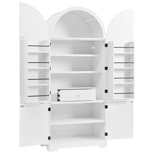English Elm K&k Farmhouse Pantry Cabinet 72 Inch Tall Mdf Cupboard with Adjustable Shelves White N707S000020W